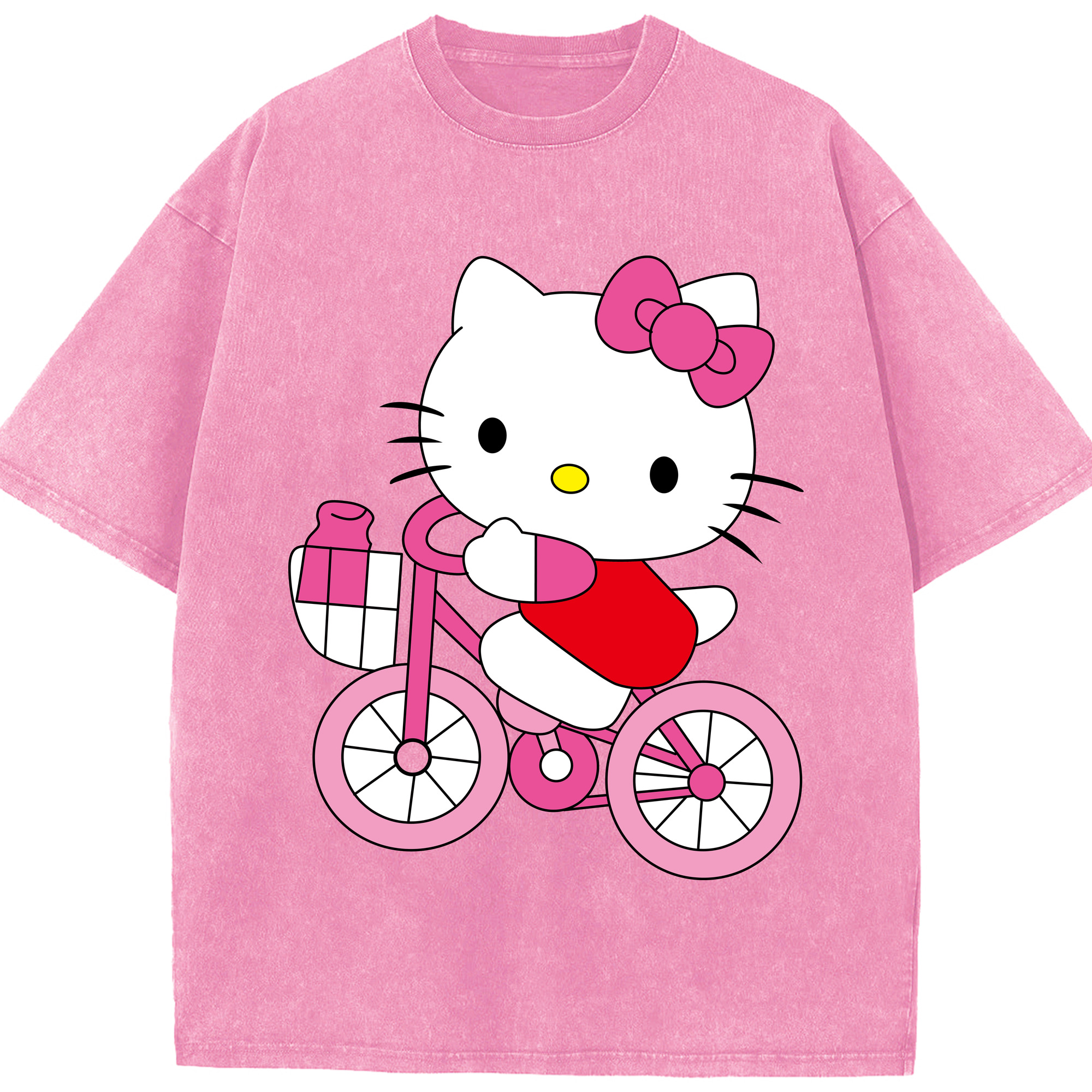 （画像用） Hello Kitty ハローキティ 綿100% ヴィンテージ風 半袖Tシャツ（フロントプリント）